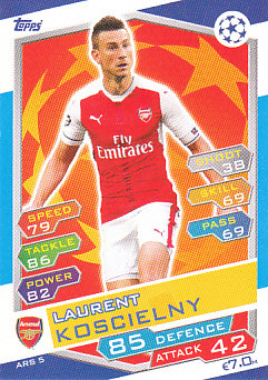 Laurent Koscielny Arsenal 2016/17 Topps Match Attax CL #ARS05